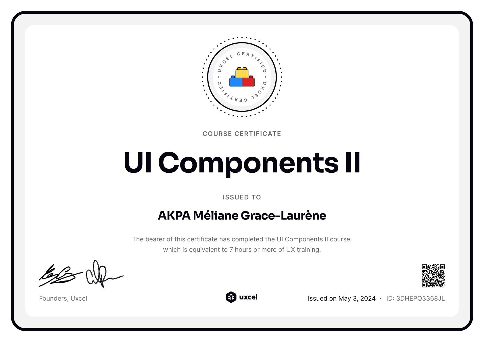 AKPA Méliane Grace-Laurène's certificate